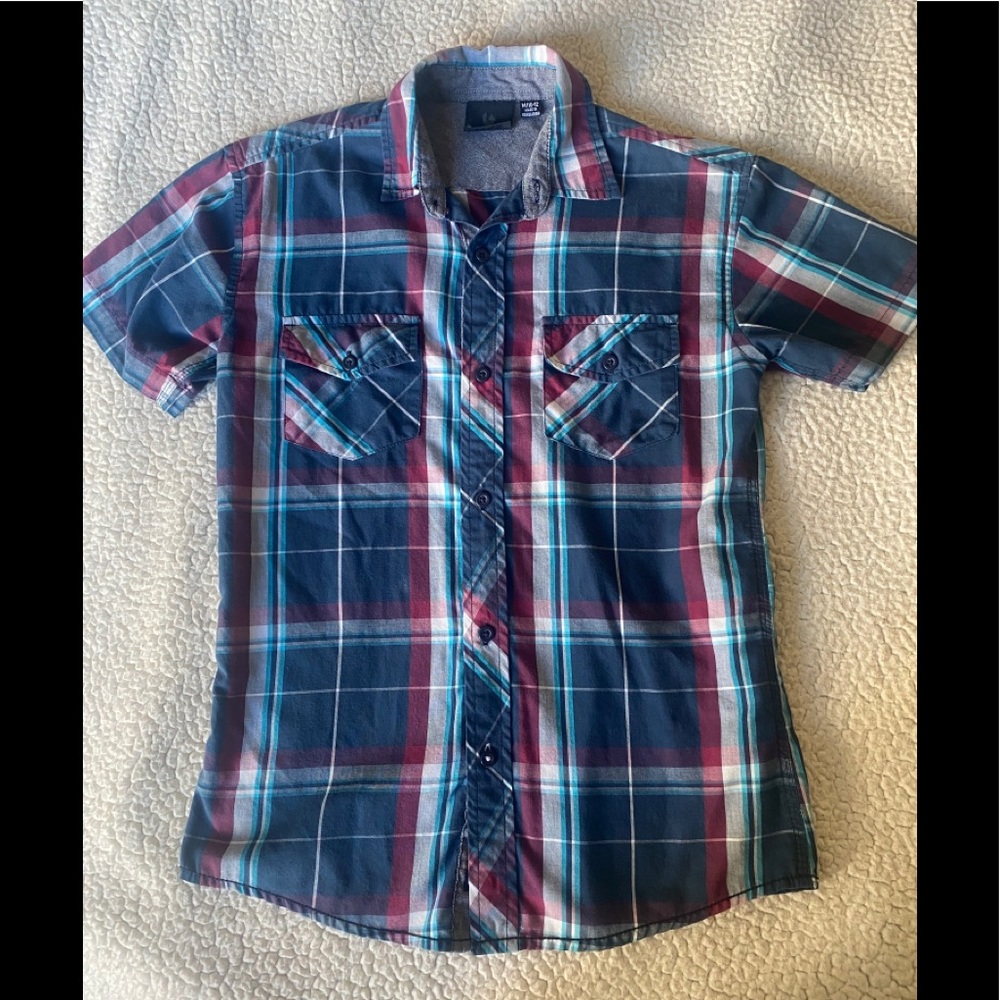 Burnside short sleeve button up boys Medium